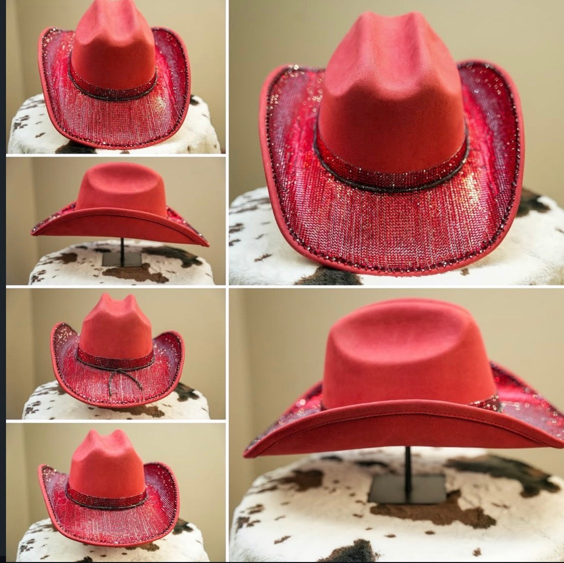 RED RHINESTONE COWBOY HAT